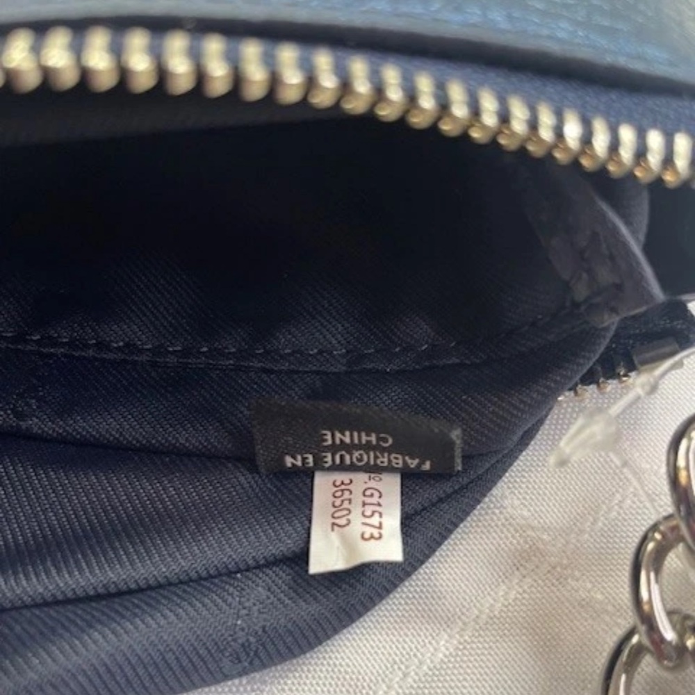 COACH Swingpack Metallic Blue Pebble Leather CrossBody Bag EUC - Picture 14 of 14